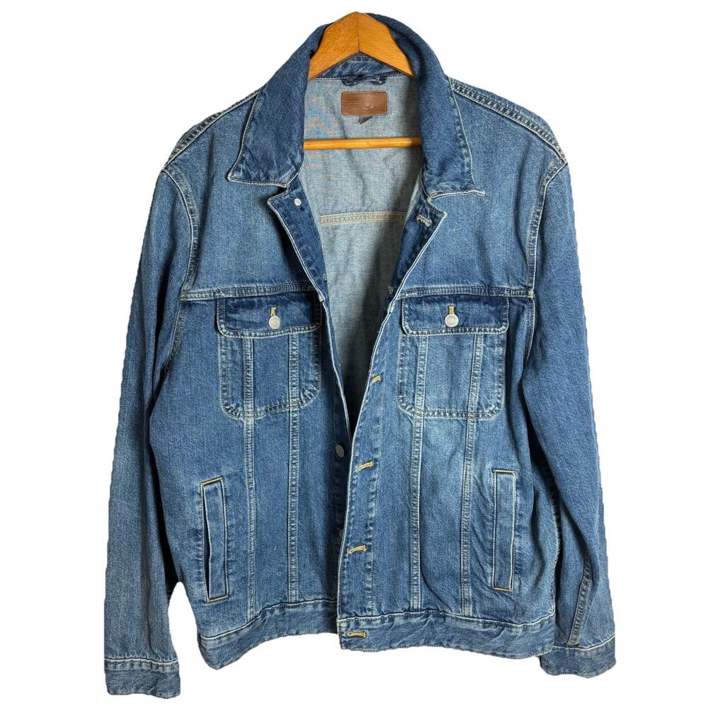 ASOS Oversized Denim Jacket 90s Unisex L Classic Trucker Spring 100% Cotton